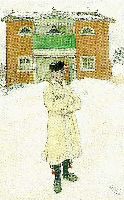 Carl Larsson daniels mats framfor sitt hus- daniels mats i bingsjo France oil painting art